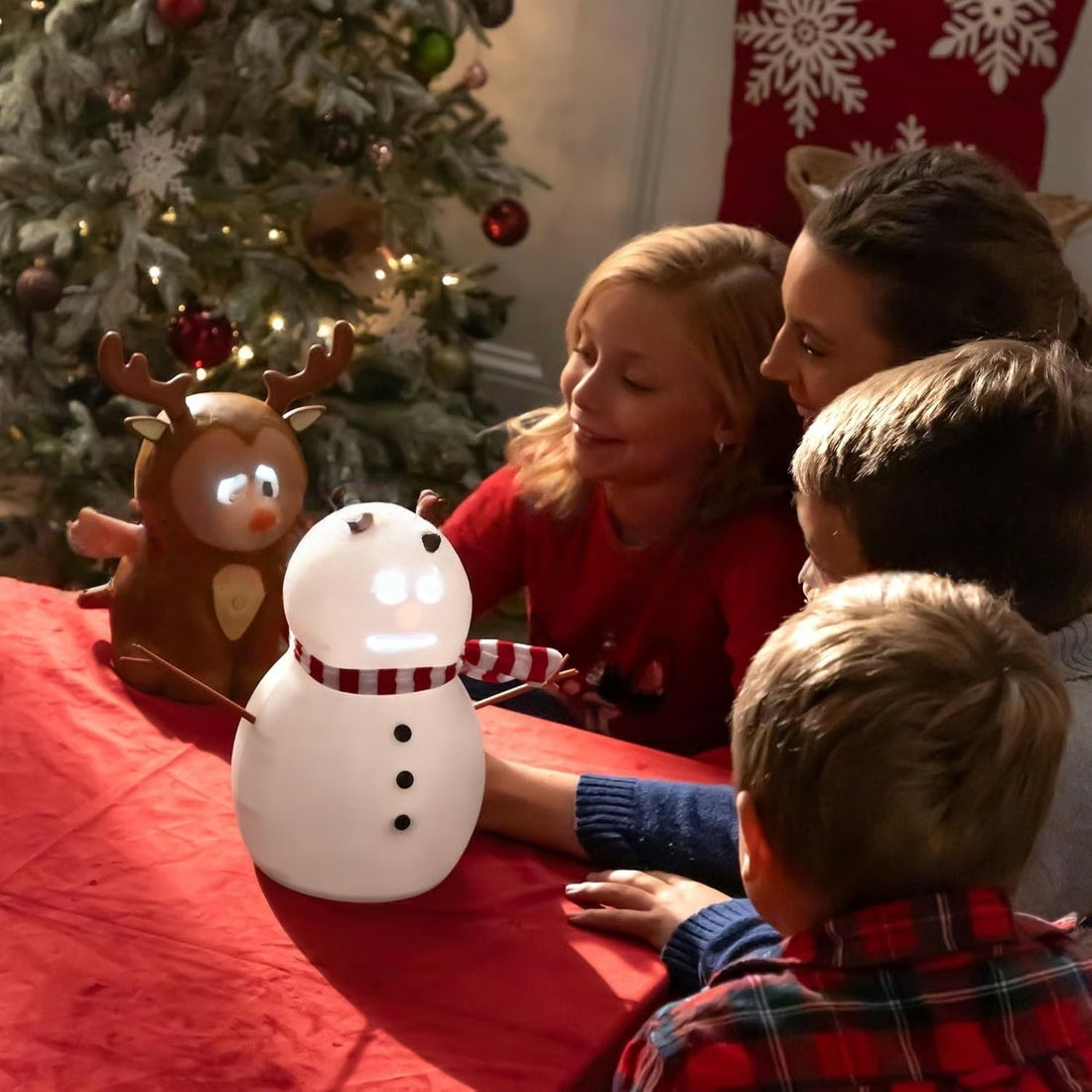 Talking Animated Blink Snowman With Light Up Eyes And Playful Voice For Holiday Home Table Centerpiece Gift Christmas Decorations