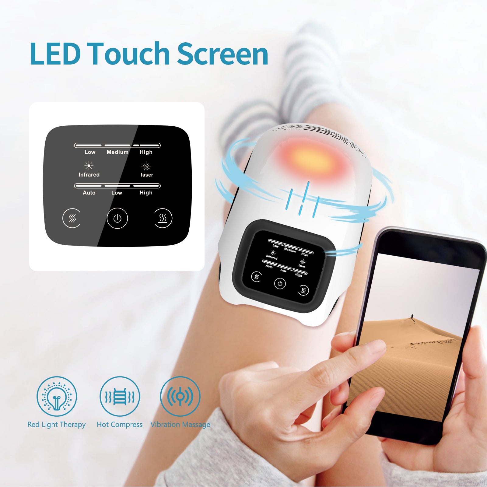 Intelligent Home Use Electric Intelligent Kneading Heating Knee Massager Rechargeable Pain Relief Infrared Laser Vibration Knee Massager